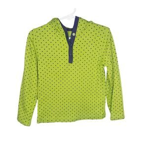 L.L. Bean Kids Size 4T Lime Green Navy Polka Dot Quarter Snap Long Sleeve Hoodie